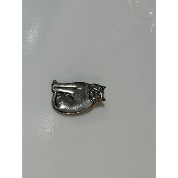 Vintage Laurel Burch Silver Toned Metal Kitty Cat Broach Pin Cat Lover - Picture 4 of 6